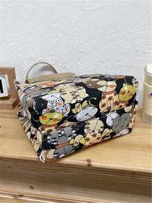 Túi vuông họa tiết mèo dễ thương có quai xách đôi dùng hàng ngày, đa chức năng, quà tặng cho giáo viên, trang phục công sở thường ngày, ngày lễ, văn phòng, kỳ nghỉ, hoàn hảo cho công việc, hoàn hảo cho văn phòng, mua sắm, du lịch, kinh doanh cho phụ nữ, cho phụ nữ, thời trang cho phụ nữ, tối giản, túi vải mềm - màu đen - Xem 8