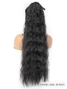 Extra Long Curly Ponytail Synthetic Hair Extension - Black - View 3
