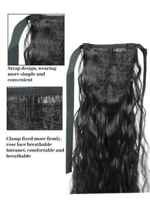 Extra Long Curly Ponytail Synthetic Hair Extension - Black - View 5