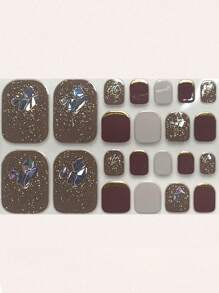 1 Tấm Lấp Lánh Bán Chữa Gel Móng Chân Dải Lung Linh Sang Trọng Móng Chân Nghệ Thuật Miếng Dán Dán Móng Tay DIY - Nhiều màu - Xem 2