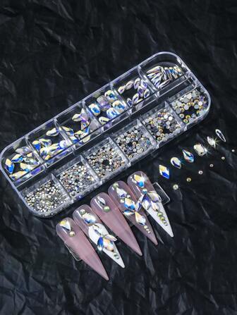 Rhinestone Nail Art Charms, 1Box 3D Rhinestone Gems Nail Art Decoration Diy Nail Supplies Nails