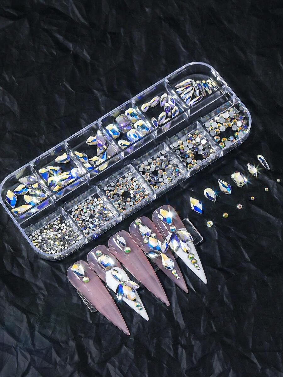 水钻美甲饰品，1盒3D水钻宝石美甲装饰DIY美甲用品指甲