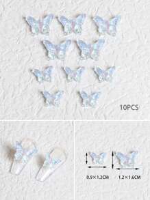 10入組蝴蝶設計美甲飾品 - 彩色 - 查看 1