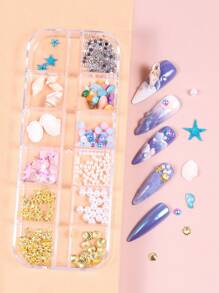 1盒12格海洋生物設計美甲飾品 - 彩色 - 查看 2