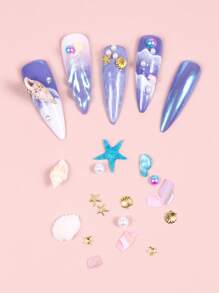 1盒12格海洋生物設計美甲飾品 - 彩色 - 查看 3