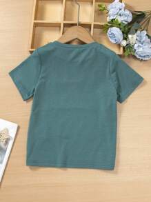 SHEIN Toddler Boys Letter Graphic Colourblock Tee - Multicolor - View 2