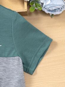 SHEIN Toddler Boys Letter Graphic Colourblock Tee - Multicolor - View 4