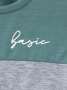 SHEIN Toddler Boys Letter Graphic Colourblock Tee - Multicolor - View 5