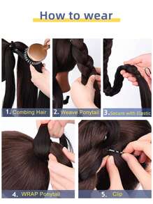 超長合成髮辮 - 黑色 - 查看 3