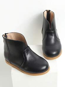 Girls Zip Back Combat Boots For Outdoor - Black - View 1