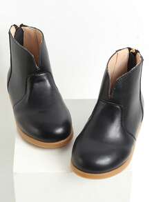 Girls Zip Back Combat Boots For Outdoor - Black - View 5