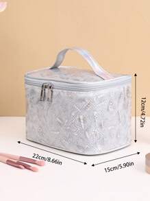 Lipstick Print Makeup Bag,Lipstick Pouch Travel Cosmetic Storage Bag Storage Makeup Organizer Makeup Case - Silver - View 3