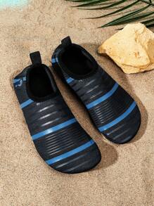 男孩條紋圖案織物防滑涉水鞋適用於海灘 - 彩色 - 查看 1