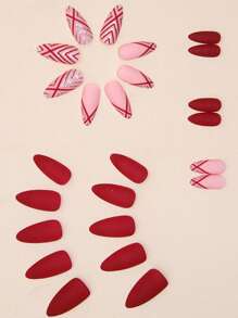 Bộ 24 móng tay giả hình quả hạnh nhân - Thiết kế họa tiết hoa cúc tím nhạt, Kiểu dáng đa dạng, Làm móng thời trang, Móng tay sống động | Họa tiết dập | Móng tay làm quà tặng sinh nhật phức tạp, Phụ kiện làm móng hoàn thiện mờ giúp đầu ngón tay bạn tỏa sáng đẹp mắt, Thích hợp cho tiệc tùng, khiêu vũ và sử dụng hàng ngày, Có thể tháo rời và tái sử dụng. - Nhiều màu - Xem 4