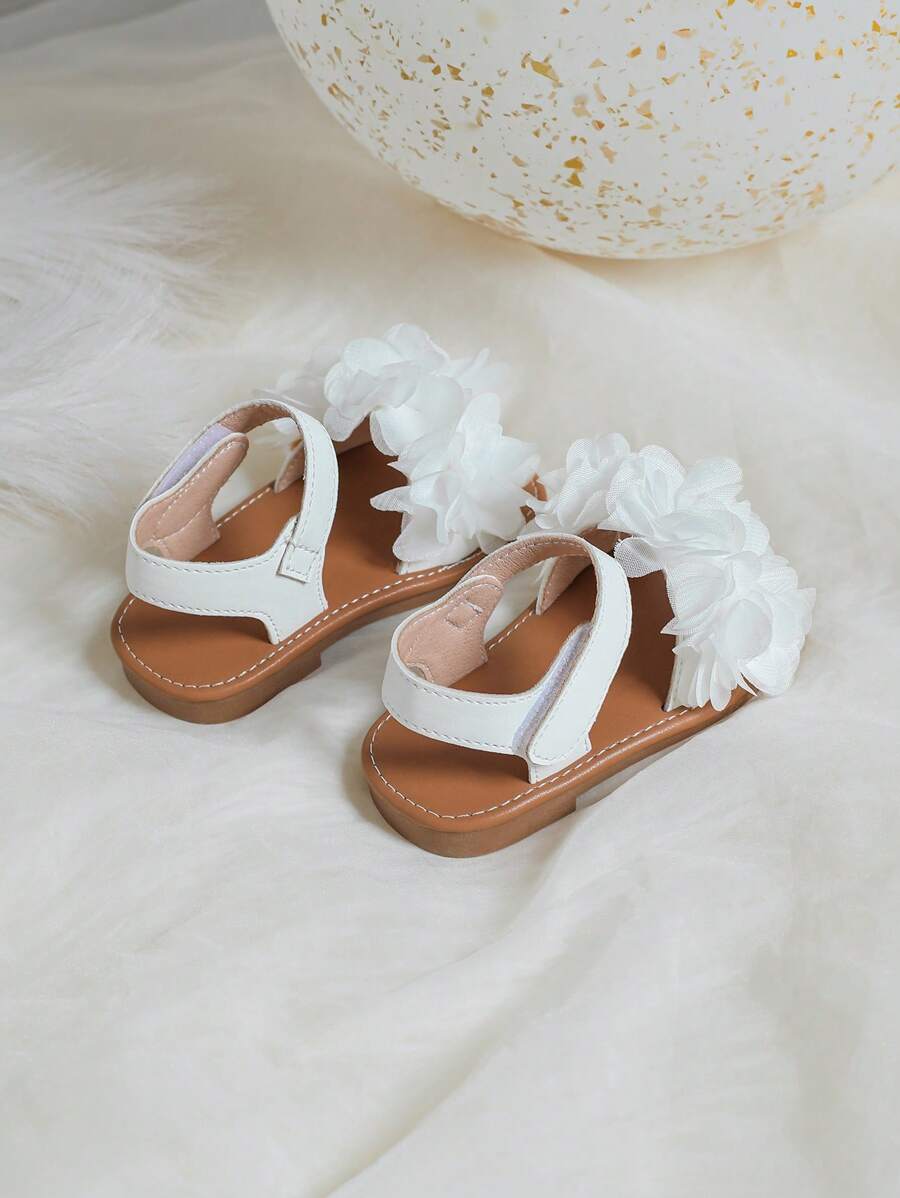 Baby Girls Flower Decor Anti-slip Slingback Sandals For Summer - White - View 1