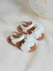 Baby Girls Flower Decor Anti-slip Slingback Sandals For Summer - White - View 4