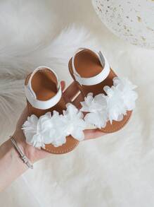 Baby Girls Flower Decor Anti-slip Slingback Sandals For Summer - White - View 6