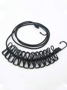 1pc Black Outdoor Clothesline With Clothespin - Black - View 1