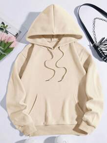 SHEIN EZwear Quần áo thể thao nữ Dây kéo Túi Hoa Loại bướm Giải trí - Màu be - Xem 2