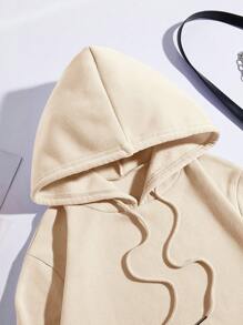 SHEIN EZwear Quần áo thể thao nữ Dây kéo Túi Hoa Loại bướm Giải trí - Màu be - Xem 4