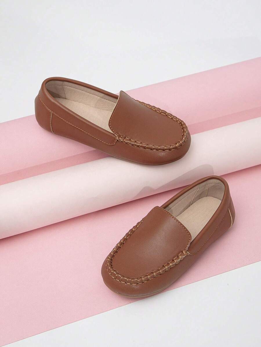 Chicas Mocasines planos con diseño de puntada casual para exterior - Marrón - Ver 1