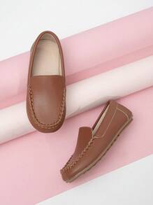 Chicas Mocasines planos con diseño de puntada casual para exterior - Marrón - Ver 3