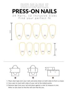 提升你的風格帶24入組短杏仁金屬亮絲全覆蓋假指甲成套工具 - 彩色 - 查看 4