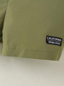 SHEIN Bambine righe Maglietta & toppa con lettera Tutina salopette Set - Verde militare - Visualizzare 3