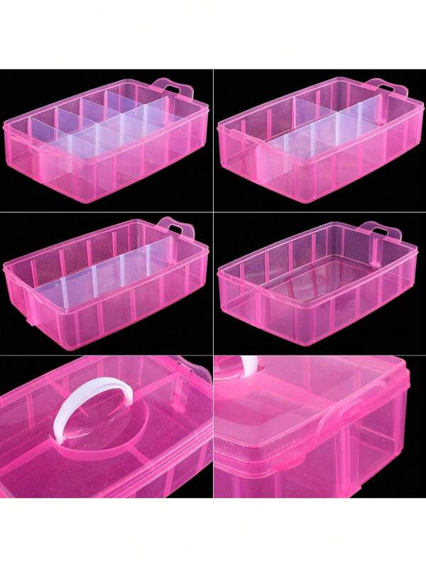 3layer Pink Craft Storage Container Box, Stackable Organizer Box With