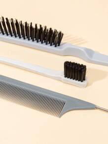WANMEI Bộ 3 lược tạo kiểu tóc, bao gồm lược tạo độ phồng, lược đuôi nhọn và lược viền tóc, thích hợp để chải chân tóc và gáy, giúp dễ dàng chải, gỡ rối và làm mượt tóc xoăn. - Xám - Xem 3