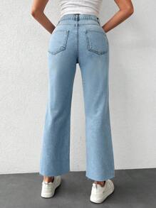 EURMUSE High Waist Flare Leg Jeans - Light Wash - View 2