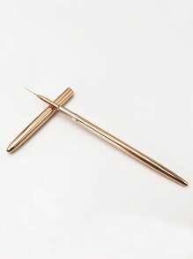 专业美甲勾线笔，1支超细条纹勾线笔，金色金属手柄 - 金色 - 查看 2