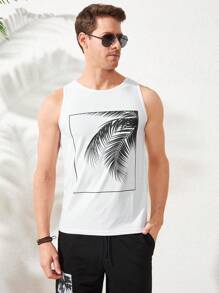 RueChic Men Tropical Print Tank Top - trắng - Xem 1