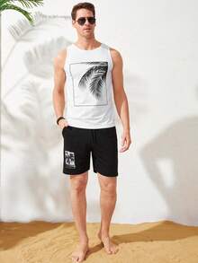 RueChic Men Tropical Print Tank Top - trắng - Xem 6