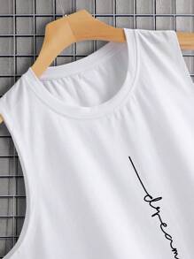 Manfinity Homme Men Letter Graphic Tank Top - White - View 5