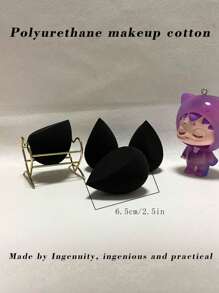 4入組高端眼部和底妝美容海綿融合器,柔軟,質地細膩,不掉粉 - 黑色 - 查看 6