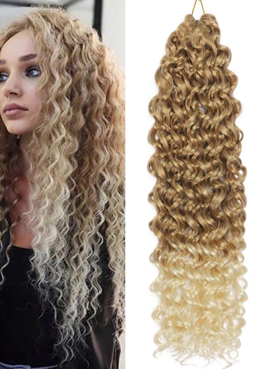 1Pack 18inch GoGo Curl Crochet Hair for Women, Water Wave Curly Crochet Hair, Deep Wave Beach Curl Crochet Synthetic Hair Extensions - Multicolor - View 1