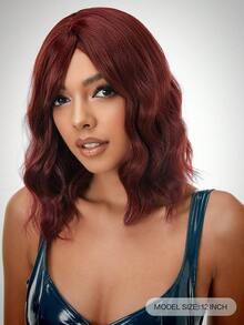 Peluca sintética corto ondulado con tupe - Burdeos - Ver 2