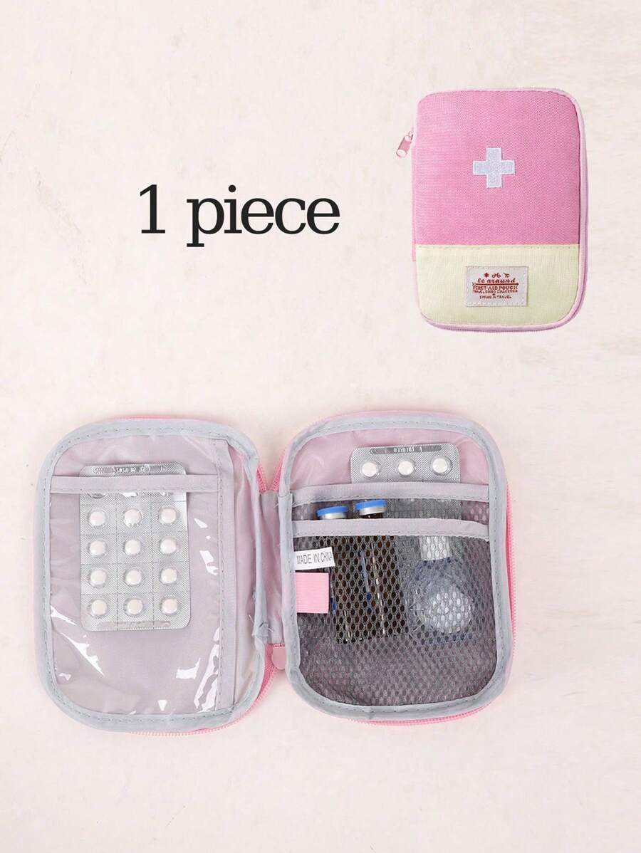 便携式急救包药品收纳袋，旅行整理袋，适用于旅行、学习用品、大学宿舍、医疗用品、露营、户外活动、狩猎、度假 - 粉色 - 查看 1