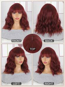 Peluca sintética corto ondulado con tupe - Burdeos - Ver 6