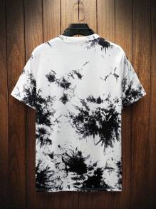 Manfinity LEGND Men Tie Dye Rose Print Tee - Black and White - View 2