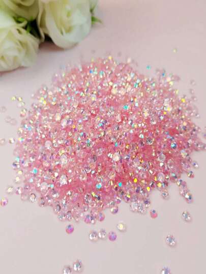 Strawberry Pink Rhinestone Nail Art Decoration, 10pcs Glamorous Jewelry Rhinestones Nail Art Charms Nails Gems Nail Art Accessory Nail Art Decoration DIY Nail Supplies