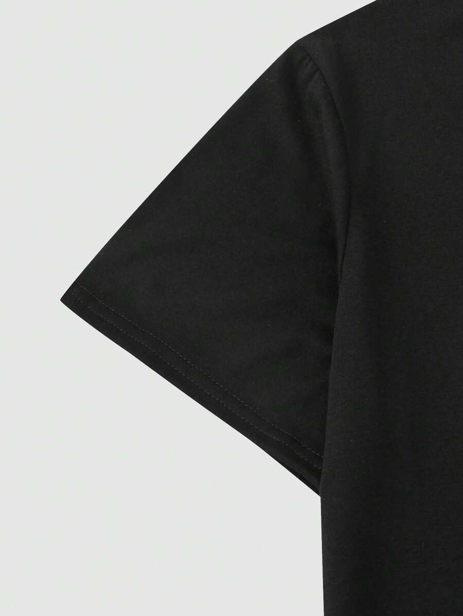 Manfinity Homme Men Floral & Slogan Graphic Short Sleeve Tee