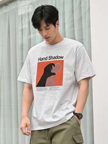 DAZY Men Cotton Slogan & Figure Graphic Tee - Light Grey - View 7