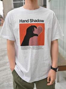 DAZY Men Cotton Slogan & Figure Graphic Tee - Light Grey - View 9