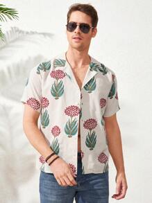 RueChic 男士印花襯衫 - 米色 - 查看 1