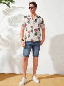 RueChic 男士印花襯衫 - 米色 - 查看 3