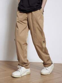 Claim Dot 男士束口腰帶拉鍊口袋褲 - 卡其色 - 查看 8