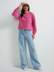 SHE(IN) BRASIL 素色圓領套頭衫 - 粉色 - 查看 3