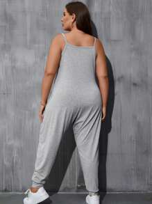 SHEIN LUNE Mono de tirantes con doble bolsillo - Gris Claro - Ver 2